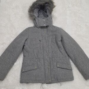 Talbots Wool Jacket With Removable Faux Fur Hood. Size S